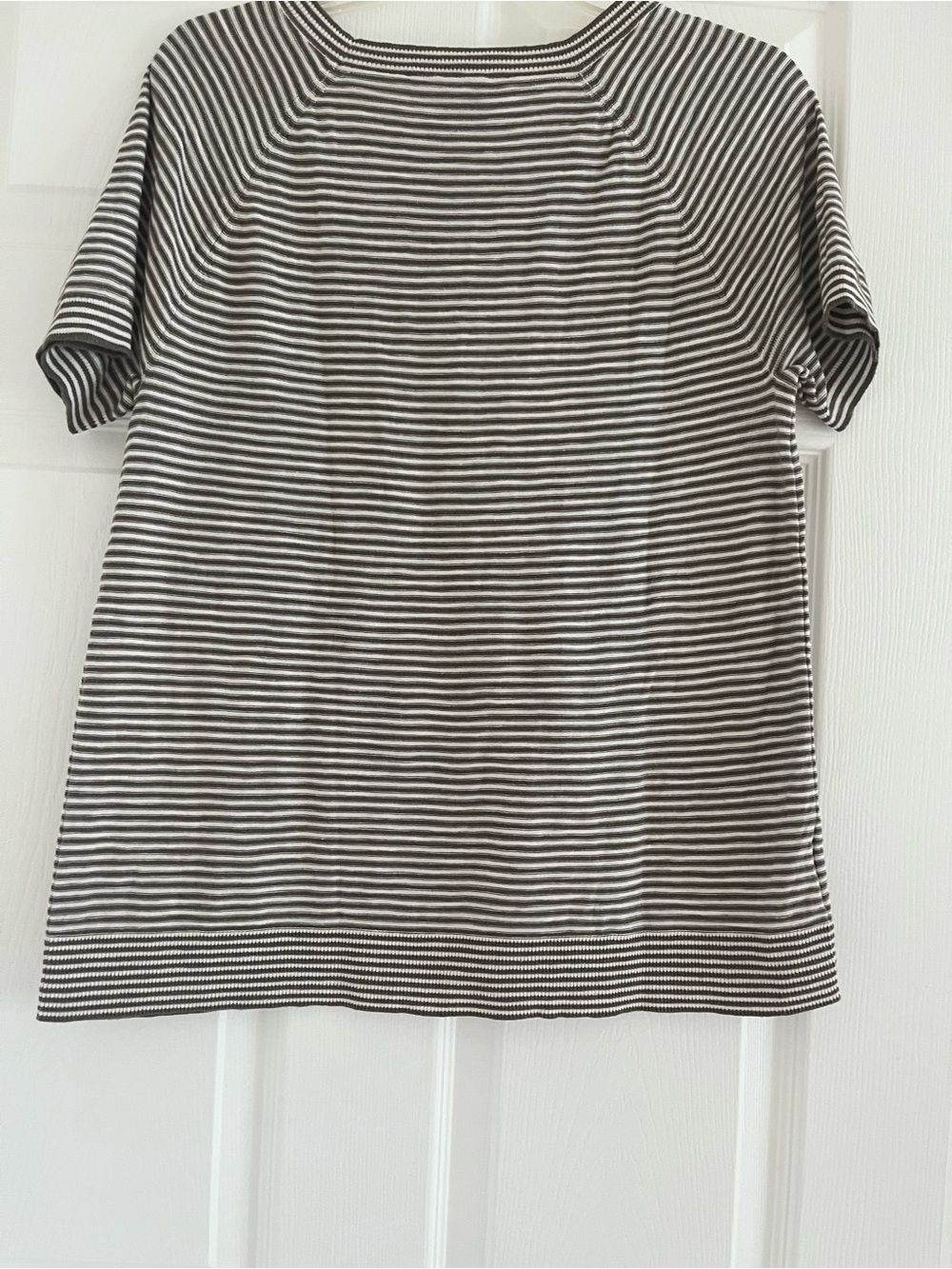 LOFT Gray and White Striped Crewneck Knit - Picture 3 of 4